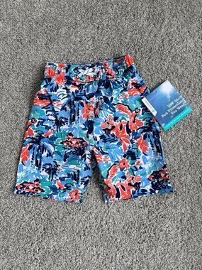 COOLIBAR Sun protection swim trunks w/ mesh lining, Blue & Orange, Sz 3T NWT